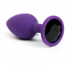 Силиконовая анальная пробка фиолетовая с черным стразом, 4sexdream 47513-MM, длина 7 см., со скидкой