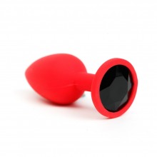 Силиконовая анальная пробка красная с черным стразом, 4sexdream 47515-MM, цвет красный, длина 7 см., со скидкой