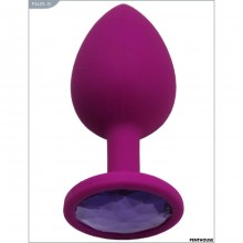 Силиконовый анальный страз с сиреневым кристаллом, цвет фиолетовый, PentHouse P3409-13, длина 8.4 см., со скидкой