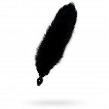 Анальная втулка с черным хвостом от компании Wild Lust, цвет черный, 9286, из материала дерево, длина 10 см., со скидкой