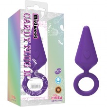 Силиконовая анальная втулка с кольцом «Candy Plug Medium», цвет фиолетовый, Chisa Novelties BIOCN-101431168, длина 6.5 см., со скидкой