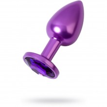 Фиолетовая анальная втулка из металла с фиолетовым стразом из коллекции Metal от Toyfa, 717007-44, цвет фиолетовый, длина 7.2 см., со скидкой