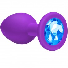 Анальная пробка «Emotions Cutie Large Purple» с голубым стразом, цвет фиолетовый, Emotions 4013-05Lola, длина 10 см., со скидкой
