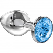 Анальный страз «Diamond Light blue Sparkle Large» от компании Lola Toys, цвет серебристый, 4010-04Lola, длина 8 см., со скидкой