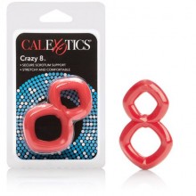 Двойное эрекционное кольцо «Crazy 8», от компании California Exotic Novelties, цвет красный, SE-1490-20-2, из материала TPR, длина 7 см.