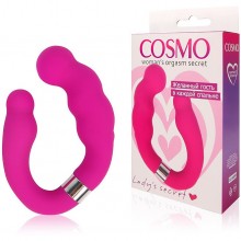 Двойной женский вибромассажер, 20 режимов вибрации, цвет розовый, Cosmo CSM-23106, из материала силикон, длина 10 см.