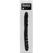 Двусторонний дилдо Basix Rubber Works «16 Double Dong», цвет черный, PipeDream 4300-23 PD, из материала ПВХ, коллекция Basix Rubber Worx, длина 40.6 см., со скидкой