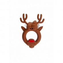 Эрекционное кольцо в форме оленя S-Line «Red Nosed Reindeer» со съемной вибропулей, цвет коричневый, Shots Media SH-SLI169, длина 11.62 см., со скидкой