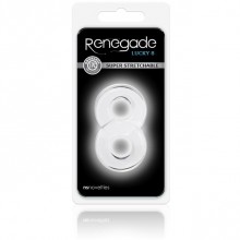 Эрекционное кольцо с подхватом мошонки Renegade - «Lucky 8 - Clear», цвет прозрачный, NS Novelties NSN-1111-41, из материала TPE, диаметр 1.9 см., со скидкой
