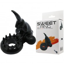 Эрекционное виброкольцо от Baile - «Sweet Vibrating Ring», цвет черный, BI-010132-2, длина 4.5 см.