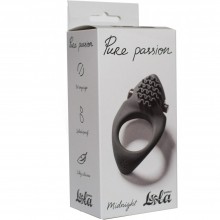 Эрекционное кольцо с узким клиторальным вибростимулятором и рельефом в виде волн «Midnight» из коллекции Pure Passion, цвет черный, Lola Toys 1300-01lola, из материала силикон, длина 8 см., со скидкой