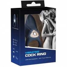 Перезаряжаемое эрекционное виброкольцо с изогнутым клиторальным стимулятором «Vibrating Cock Ring», цвет черный, You 2 Toys 5948300000, бренд Orion, длина 10.3 см., со скидкой