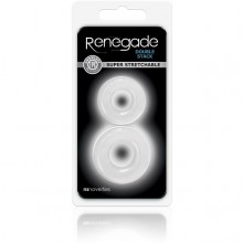 Плотные мужские эрекционные кольца Renegade - «Double Stack - Clear», цвет прозрачный, NS Novelties, из материала TPE, диаметр 1.9 см., со скидкой