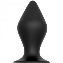 Широкая анальная пробка конусной формы из силикона «Plug With Suction Cup» с присоской, цвет черный, Dream Toys 21464, длина 11 см., со скидкой