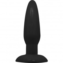 Классическая гладкая анальная пробка с присоской «Butt Blug», цвет черный, Baile BI-017001R-0801S, из материала TPR, длина 10 см.