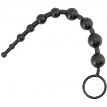 Классическая анальная цепочка с кольцом, длина 25 см, цвет черный, ToyFa 901302-5, из материала пластик АБС, длина 27 см., со скидкой