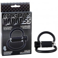 Двойное эрекционное кольцо «Cock+Balls Harness» с вибрацией, цвет черный, Seven Creations 21-76BLK BCD GP, из материала латекс, диаметр 4 см., со скидкой
