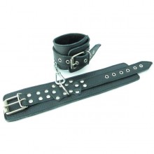 Черные наручники из кожи с пряжкой, длина 6 см, БДСМ Арсенал 51007ars, из материала кожа, длина 15.5 см., со скидкой