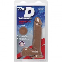 Фаллоимитатор на присоске «The D Perfect D 8 - Caramel», цвет коричневый, Doc Johnson 1700-29 CD DJ, длина 20.3 см., со скидкой