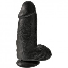 Толстый реалистик на присоске с мошонкой King Cock «Chubby - Black», цвет черный, PipeDream 5532-23 PD, из материала ПВХ, длина 22.9 см., со скидкой