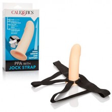 Силиконовый мужской фаллопротез с креплением на ремешках «PPA With Jock Strap» от California Exotic Novelties, цвет телесный, SE-1630-05-3, бренд CalExotics, длина 17.7 см., со скидкой