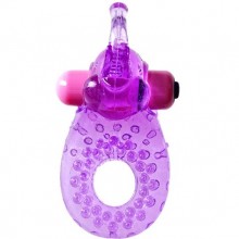 Кольцо эрекционное с вибрацией и стимуляцией клитора, цвет фиолетовый, бренд SexToy, длина 8 см., со скидкой