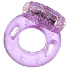Гелевое эрекционное кольцо с вибрацией «Vibrating Ring», цвет фиолетовый, ToyFa 818034-4, из материала ПВХ, диаметр 2 см., со скидкой