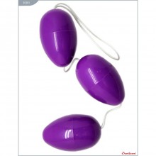Шарики вагинальные тройные, цвет фиолетовый, Eroticon 30381, из материала пластик АБС, длина 5.7 см.