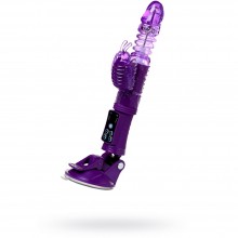 Вибратор Хай-Тек для женщин «Q-Toys» с клиторальным стимулятором и надежной присоской, ToyFa 765010, из материала TPR, цвет фиолетовый, длина 16 см., со скидкой
