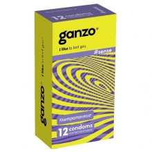 Ganzo «Sense» ультратонкие презервативы, упаковка 12 шт., из материала латекс, длина 18 см., со скидкой
