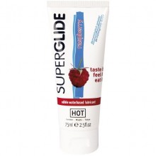 Hot «SuperGlide Taste it Raspberry» съедобная смазка для орального секса со вкусом малины 75 мл, бренд Hot Products, из материала водная основа, 75 мл., со скидкой