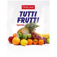 Оральный гель-лубрикант «Tutti-Frutti OraLove» со вкусом экзотических фруктов, объем 4 мл, Биоритм lb-30006t, из материала водная основа, цвет прозрачный, 4 мл., со скидкой