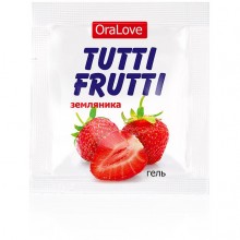 Съедобный гель-лубрикант «Tutti-Frutti OraLove» со вкусом земляники, объем 4 мл, Биоритм lb-30008t, из материала водная основа, цвет прозрачный, 4 мл., со скидкой
