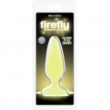 Firefly Pleasure «Plug - Medium - Yellow» средняя анальная пробка флуоресцентная желтая, NSN-0475-38, из материала TPE, цвет желтый, длина 12.7 см., со скидкой