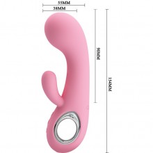 Женский вибромассажер «Chris» с клиторальным стимулятором из серии Pretty Love от Baile, цвет розовый, bi-014507-1, из материала силикон, длина 15.4 см., со скидкой