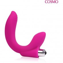 Женский вибромассажер для клитора и G-точки, длина 190 мм, диаметр 28 мм, цвет розовый, Cosmo CSM-23088, из материала силикон, длина 19 см., со скидкой
