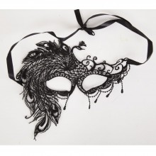 Женская маска «Карнавальная Венеция», White Label 47324-MM, цвет черный, длина 22 см., со скидкой