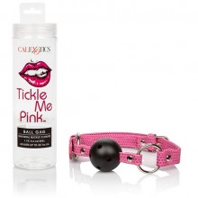 Кляп-шарик «Tickle Me Pink» на ремешке, цвет розовый, размер OS, California Exotic Novelties SE-2730-15-2, бренд CalExotics, из материала ПВХ, длина 6.6 см., со скидкой