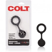 Кольцо эрекционное рельефное с грузиком «Colt Weighted Ring Large», цвет черный, CalExotics SE-6864-10-2, диаметр 3.25 см., со скидкой