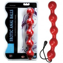 Плотная гелевая анальная цепочка «Erotic Anal Balls», цвет красный, Dream Toys, из материала ПВХ, длина 23 см.