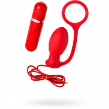 Анальная втулка Sens Ass с вибропулей, красная, ToyFa «Black & Red», 901345-9, длина 8 см., со скидкой
