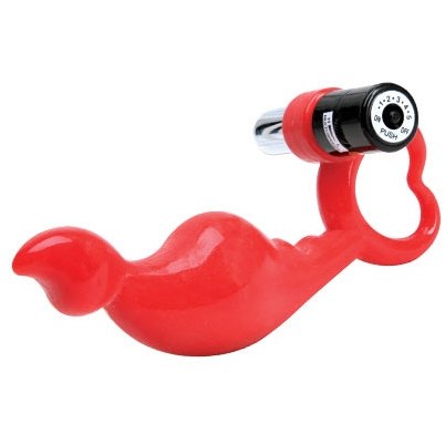 Силиконовый стимулятор с вибропулей на ручке «Little Devil» для анальной или вагинальной стимуляции, цвет красный, Dream Toys 20198, длина 10 см., со скидкой