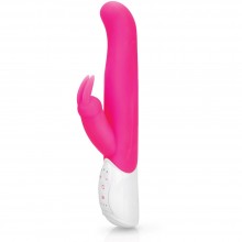 Вибратор-кролик для женщин «G-Spot Rabbit Vibrator» с изогнутой головкой для точки G и вращающимися бусинами от компании Rabbit Essentials, цвет розовый, RR-004-PNK, из материала силикон, длина 24 см., со скидкой
