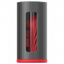 Высокотехнологичный мега-мастурбатор для мужчин с управлением со смартфона «Developer's Kit Red», с перчатками и чистящим средством в комплекте, в корпусе из матового аллюминия, Lelo LEL4931, из материала силикон, длина 14.3 см., со скидкой