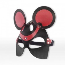 БДСМ маска с ушками на ремешках, цвет красный, размер OS, СК-Визит 3188-1, из материала кожа, длина 25 см., со скидкой