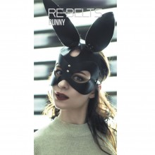 БДСМ маска «Bunny» в форме кролика, цвет черный, размер OS, Rebelts INS7719rebelts, из материала кожа, длина 34 см., со скидкой