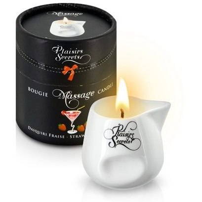Massage Candle свеча с массажным маслом «Клубничный Дайкири», объем 80 мл, Plaisir Secret 826036, из материала масляная основа, 80 мл., со скидкой