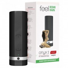 Мастурбатор для секса на расстоянии «Onyx 2» от компании KIIROO - Romi Rain Edition, цвет черный, E28474, из материала Super Skin, длина 26.3 см., со скидкой