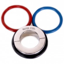 Металлическая утяжка на мошонку «Kiotos Steel Ball Stretcher» с 3-мя кольцами в комплекте, O-Products OPR-277006, из материала сталь, длина 7.7 см., со скидкой