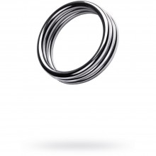 Тройное металлическое кольцо на член из коллекции ToyFa Metal, цвет серебристый, 717104-M, диаметр 4.5 см., со скидкой
